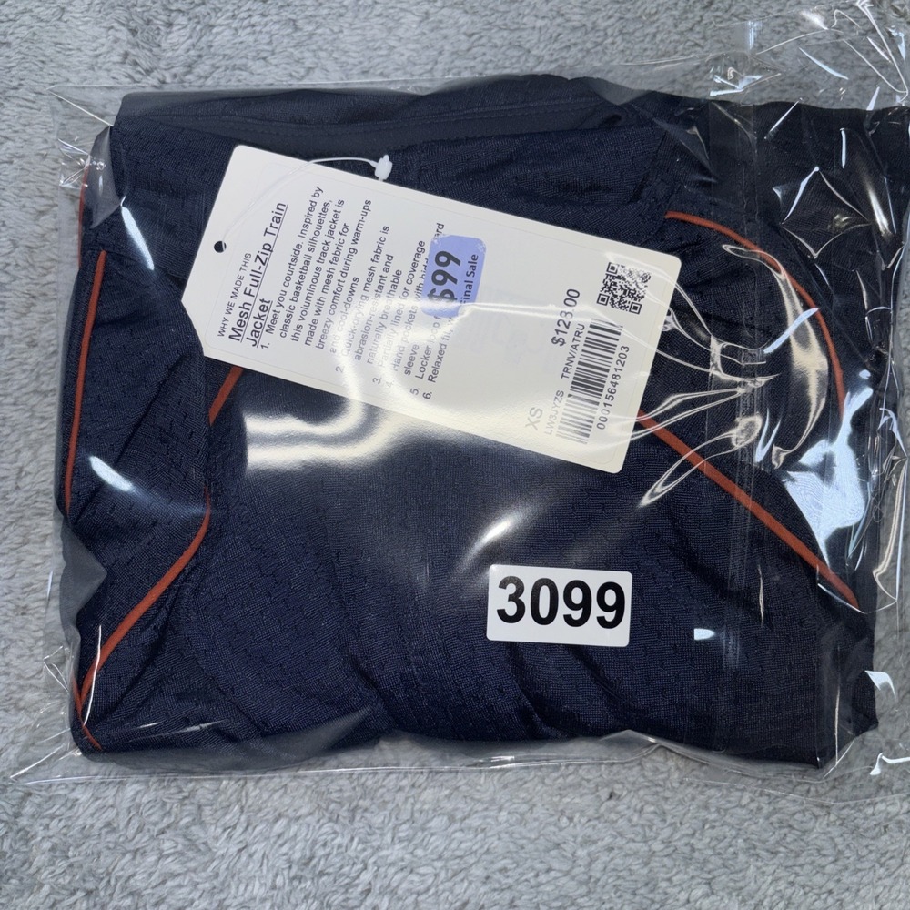 Lululemon Mesh Full-Zip Train Track Jacket Navy Blue Women's Lightweight Sz XS - Picture 12 of 12